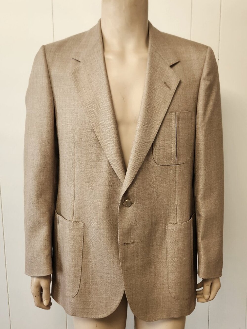 vintage Lanvin blazer 42R men's tan silk blend late 1970s